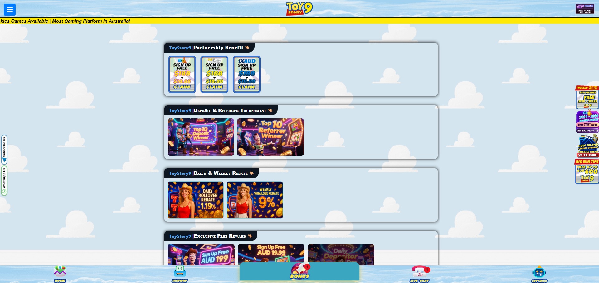 Toystory9 Promotions - Partnership Benefits, Tournaments & Daily Rebate