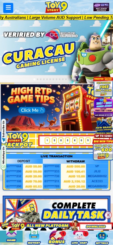 Toystory9 Mobile - Gaming License & Live Transactions