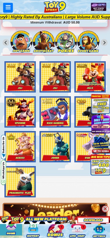 Toystory9 Mobile - Game Lobby & Pokies