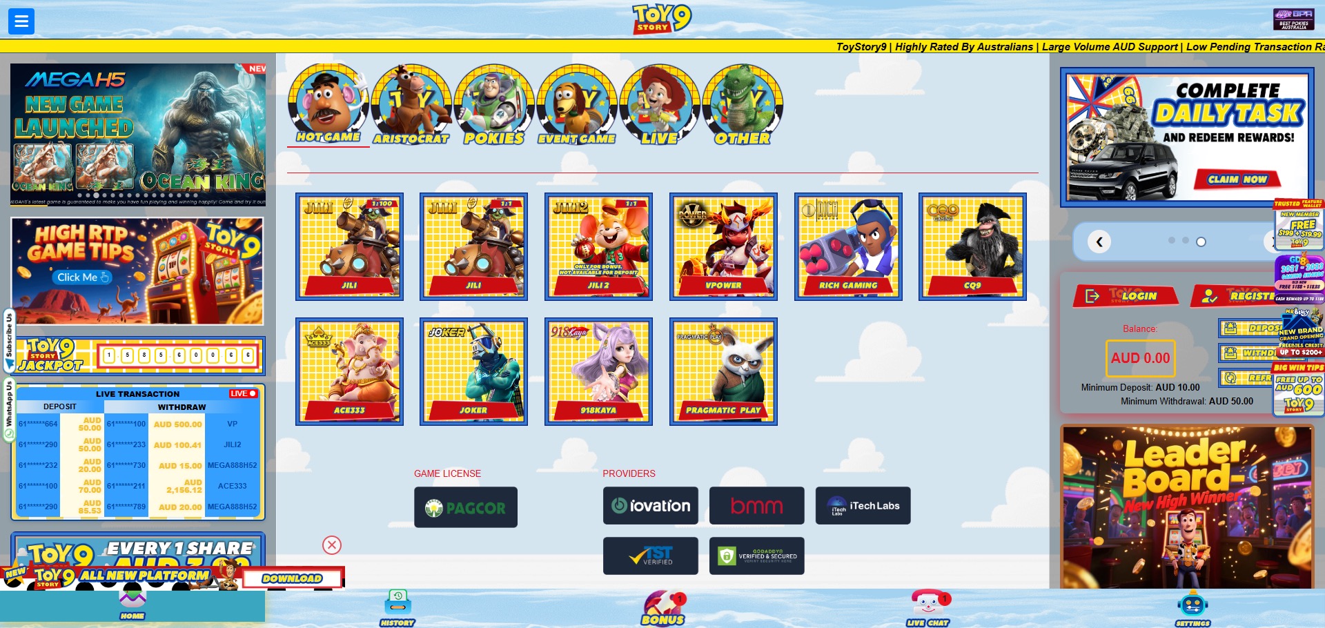 Toystory9 Game Lobby - Pokies, Live Casino & Game Providers
