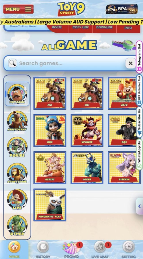 Toystory9 Mobile 2026 - Game Lobby, JILI & Pragmatic Play Pokies